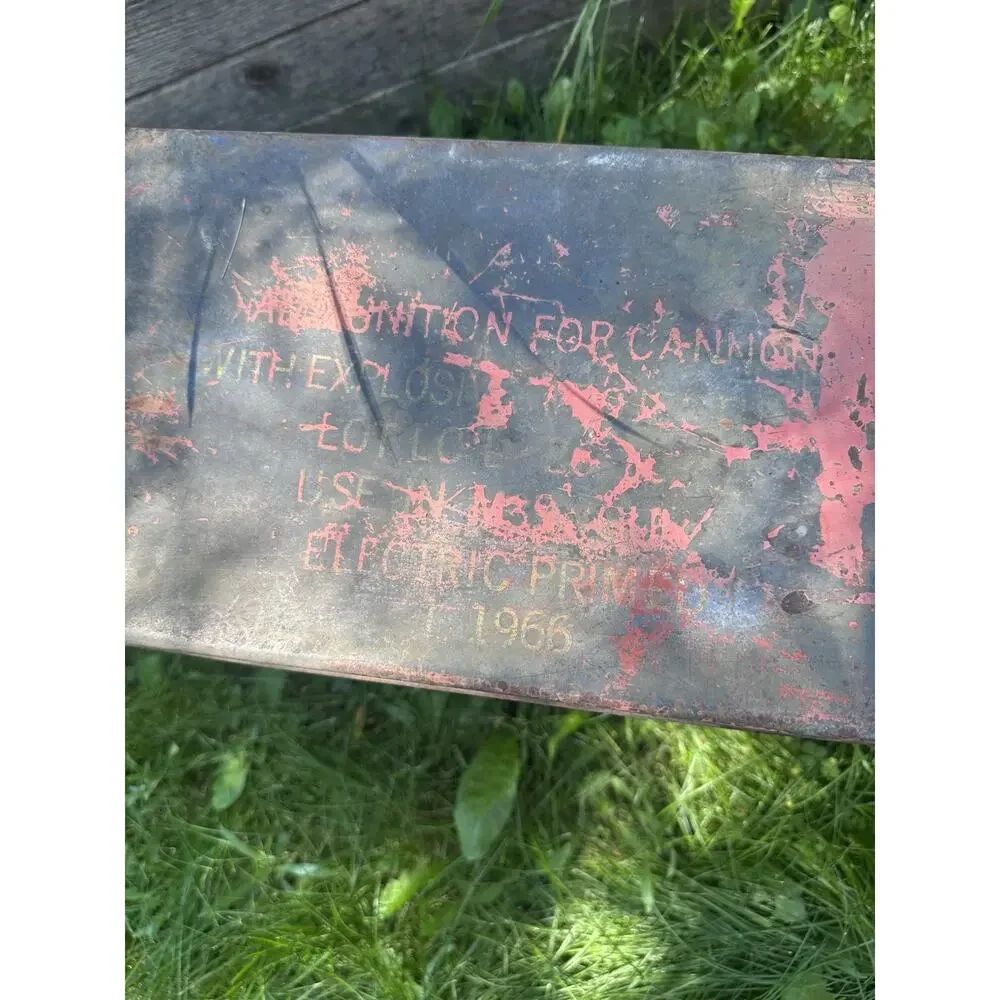 Vintage 1966 Vietnam War 20mm M39 Cannon Ammunition Box Steel Military Storage